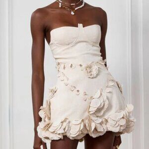 Innovare Eleanora Corset Flower Off Shoulder Mini Dress - Small